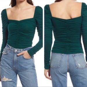 Reformation Esra Emerald green Queen Anne Top